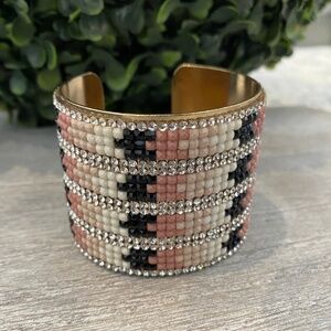 Handmade Canadian Beaded Crystal Cuff Bracelet